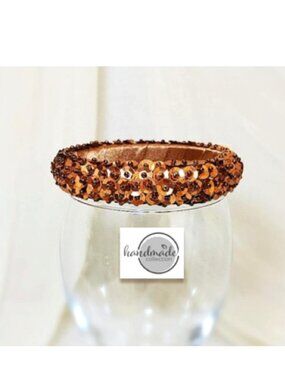 Handmade Bangle (br7) Bracelet Brown Copper Sequin 7"-8"
